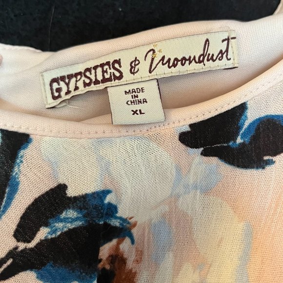 “Gypsies & Moondust’ Floral Adjustable Spaghetti Strap/Cap Sleeve Dress Size XL - Picture 4 of 8